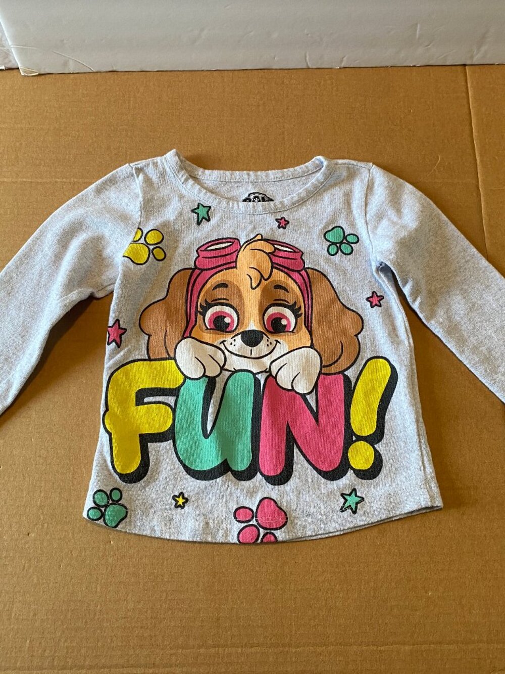 Paw Patrol Toddler Girls Gray Pink FUN Long Sleeve Graphic T-Shirt Size 3T